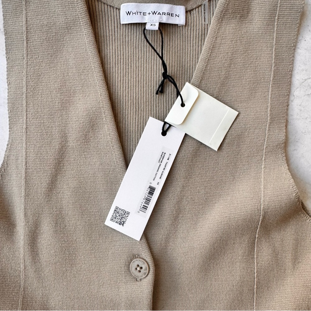 White + Warren Tan Sleeveless Vest size XS - Picture 4 of 7